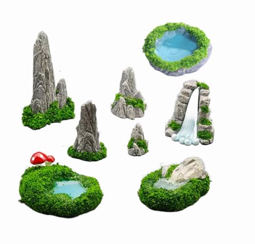 YABINA 10pcs Pool Waterfall Diorama Rocks Grey