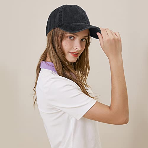 Image of HH HOFNEN Baseball Cap Washed Cotton Unstructured Vintage Hat for Men Women | Unisex Sports Ball Caps Sun Protection Adjustable Outdoor Curved-Brim Dad Hat Classic Plain Cap