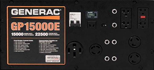 Generac 5734 Gp15000E 15000-Watt Electric Start Gas-Powered Portable Generator, 49-State / Csa #TOP2