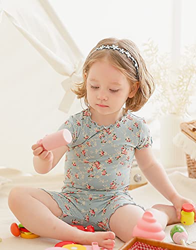 Vaenait Baby Girls Sleepwear Pajamas Short Summer Pjs 2Pcs Set Shirring Lacy Blue-Short 2Xl #TOP1