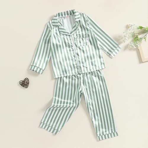 Toddler Girl Pajamas Set Cute Floral Print Button Up Long Sleeve Shirt Top Elastic Pants Loungewear Sleepwear3