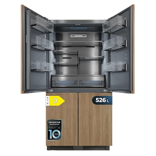 Cecotec Frigoríficos 4 Puertas Integrable Total No Frost de 526L Bolero CoolSilver 4D BI 526 Elite D. 200 cm de Alto, 57 cm de Ancho, Clase D, Pure CoolMatrix, Freshness Flex HUB, CryoFreeze HUB