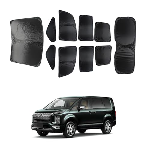 新型 デリカ D5 専用 サンシェード 遮光シェード プライバシー保護 車窓日よけ 車中泊グッズ 断熱 仮眠 盗難防止 四季兼用 DELICA D:5 2019年2月~ 吸盤不要 取付簡単 露天駐車 日除け フルセット アウトドア 遮光仕様 SN087