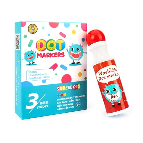 Muloo Marcador de bolinhas lavável cores mistas 3/6/8/10 canetas marcadoras para crianças pequenas a