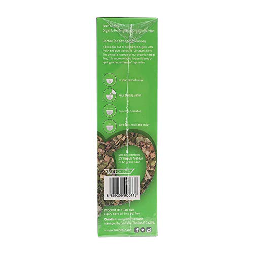 Chaidim Brand, Herbal Tea Organic Lemongrass Pandan, Size 37.5g