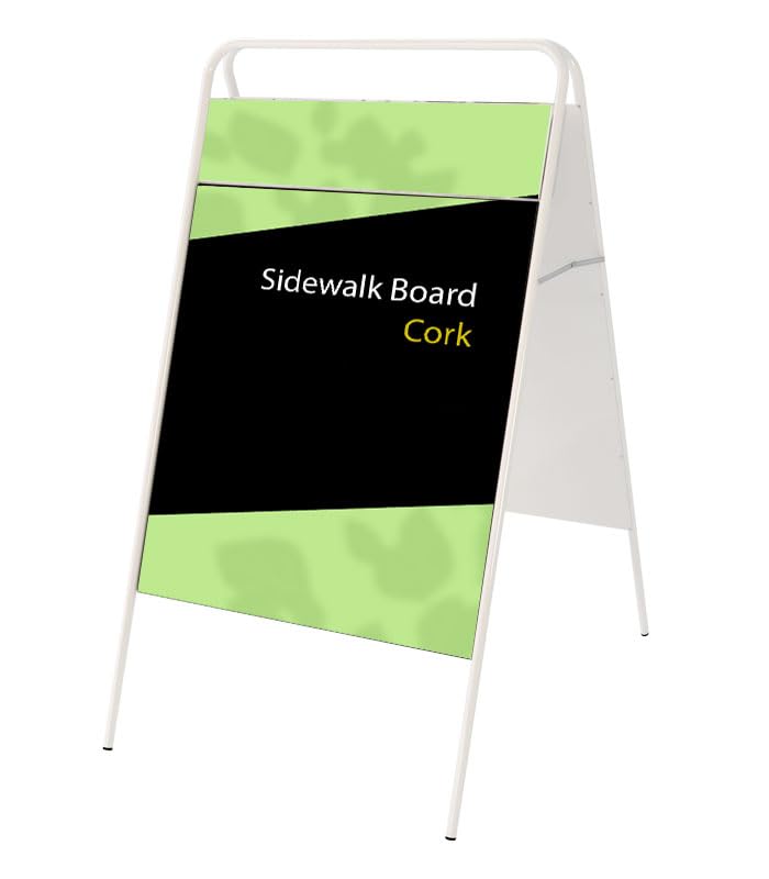 Caballete Publicitario Exterior de Aluminio, Caballete Expositor de Doble Cara (500x700mm, Blanco)