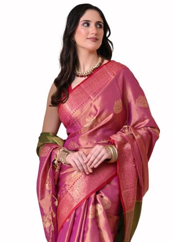 Image of Women's Cotton-Silk Woven Zari Work Saree with Unstitched Blouse Piece - Perfect for Party, Wedding, Casual, and Office Wear