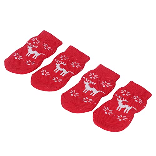 Restokki Christmas Pattern Dog Socks, Warm Portable Knitted Cotton Cat Socks Indoor (Type 3)