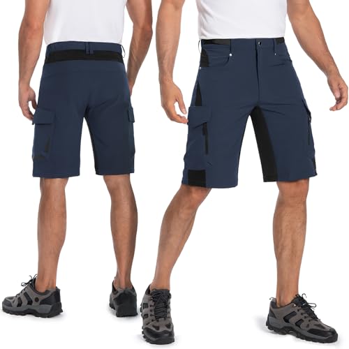 Ally Mens Mountain Bike Shorts 4D Padded Lightweight Quick Dry Stretch Loose-fit with 6 Pockets for Cycling Biking Bicycle Riding Biker (Dark Navy, Small)