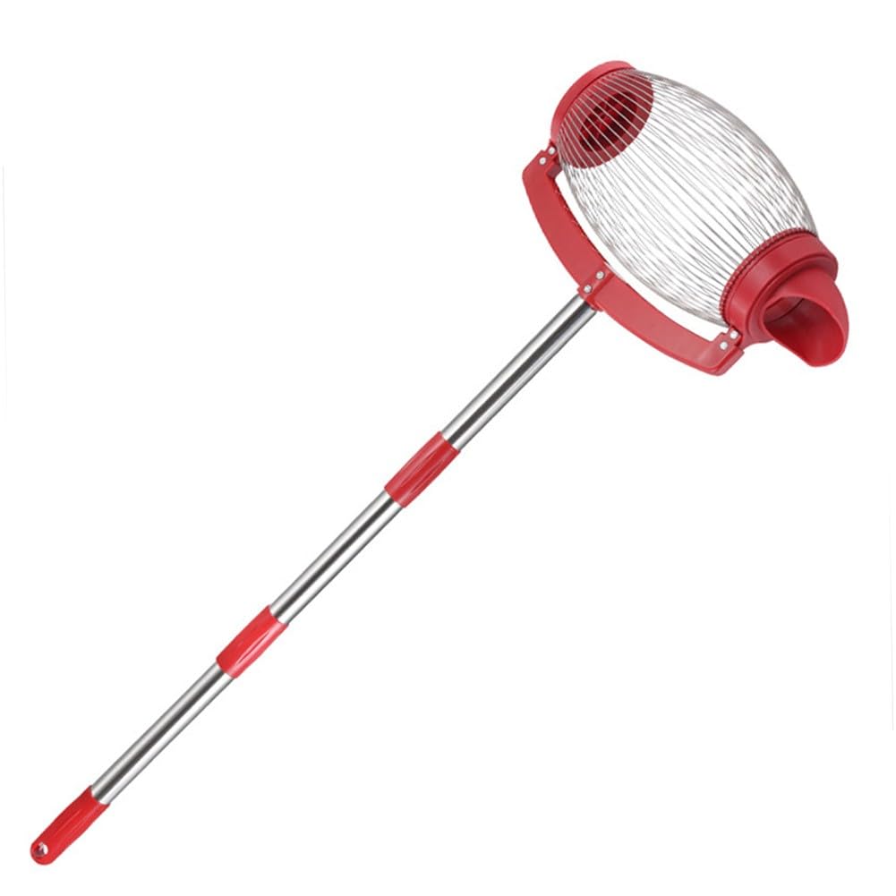 EasyByMall Recolector de tuercas de acero inoxidable y recogedor de pelotas de golf, 1,2 m, para jardín, para nueces, castañas, bellotas, color rojo