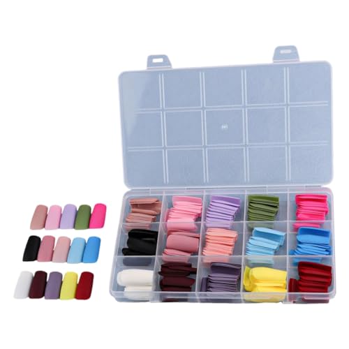 CAZSTYK フェイクネイル アクリルネイルチップ スクエア/アーモンド/スティレット/コフィン Falses Nails 360pcs フルカバー人工爪 ケース付き
