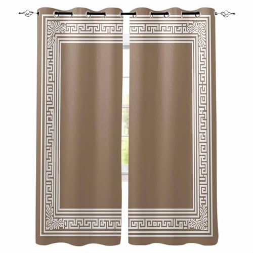 nqOlkjepod Brown Geometric Blackout Curtains for Bedroom, Thermal Insulated Window