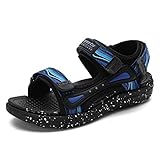 kulebear Kids Boys Summer Sports Sandals Hiking Beach Outdoor Open toe Sports Sandals for Kids Black/Blue 6 Big Kid