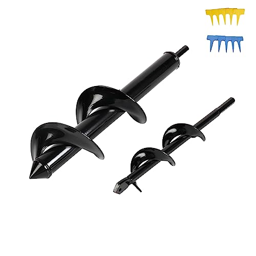Garden Auger Spiral Drill Bits Set Of 2, 3''X12'' /1.6''X9''Earth Auger Drill Bits Heavy Metal Auger Drill Bit For Hex Driver Drill #TOP2