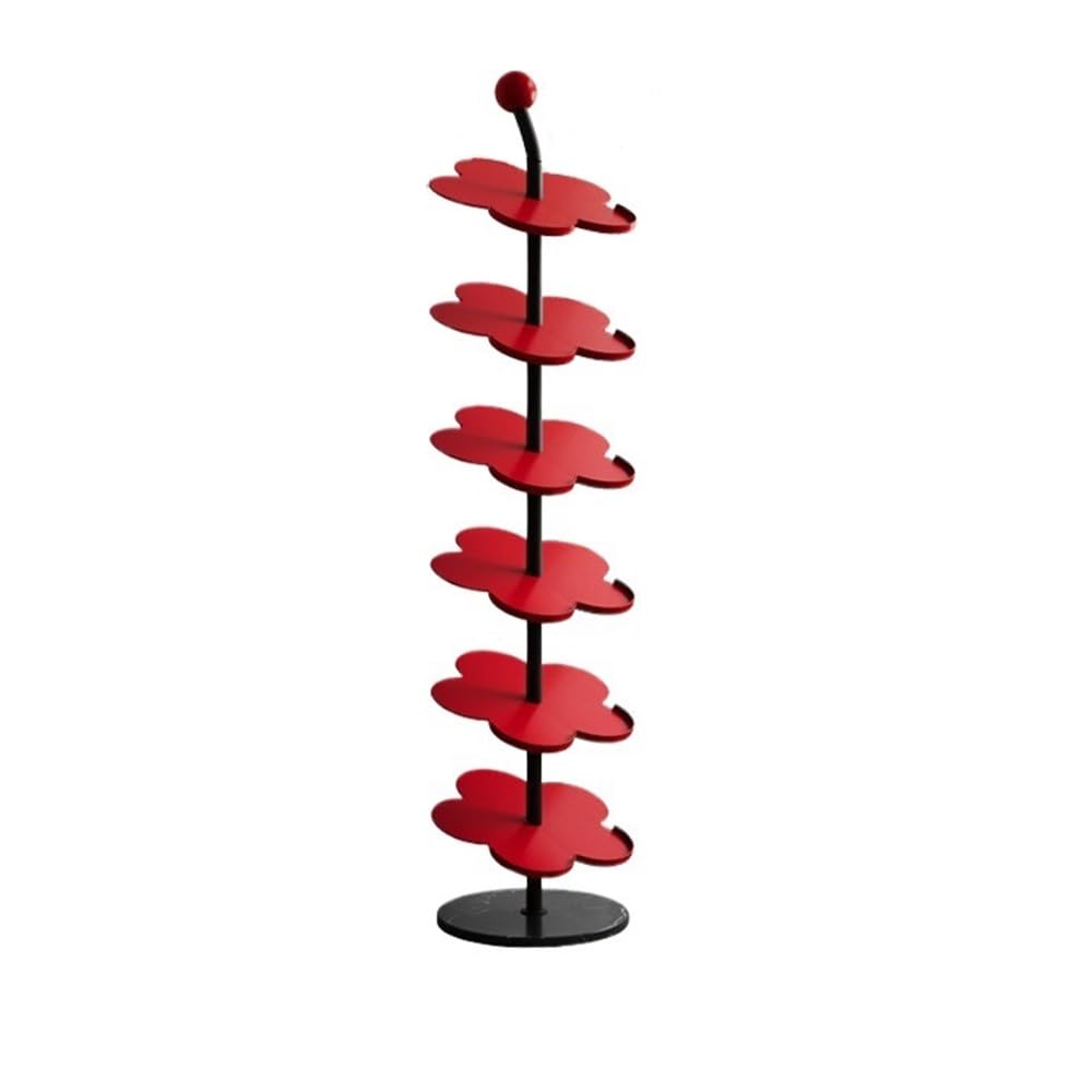 Étagère à chaussures en métal rouge forme fleur pour chambre