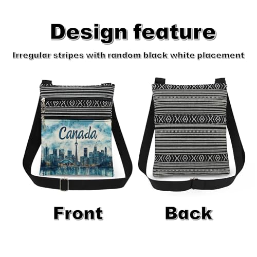 XiaoGalaee Toronto Skyline Crossbody Bag Watercolor Art of CN Tower and City Lights Design Messenger Bag Canada Print Adjustable Strap Purse for Adults Canadian Themed Gift for Travel Memories