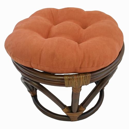 Blazing Needles Solid Microsuede Tufted Round Footstool Cushion, 18