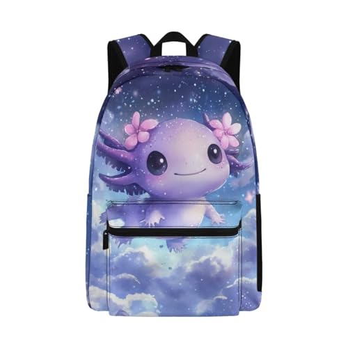 Axolotl Backpack for School Girls 4th Grade Large Capacity Girls School Backpacks 17 Inch Adorable Bookbag for Kids Comfortable Tween Backpack for Primary Children