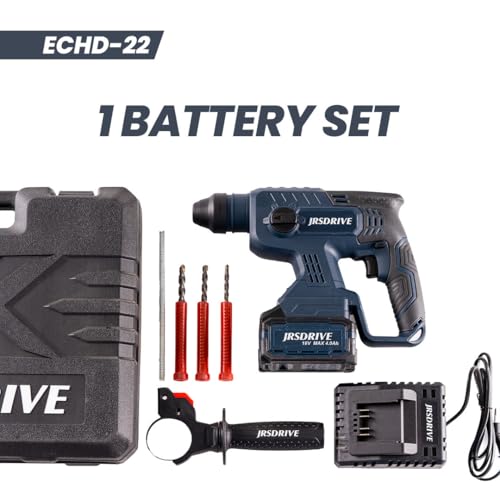 Image of Eastman Cordless Brushless Rotary Hammer 500W with Lithium Battery, 22mm chuck, 1400RPM No Load Speed, 4700BPM impact Energy Comfort Grip and Free Socket Drilling Machine (ECHD-22)
