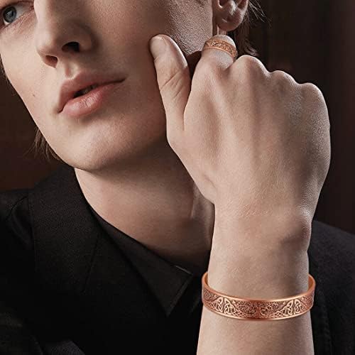 Vicmag Copper Magnetic Bracelet for Men 3500 Gauss Magnets Brazaletes 100% Solid Pure Copper Jewelry Cuff Bangles (Adjustable Size with Gift Box,Tree)