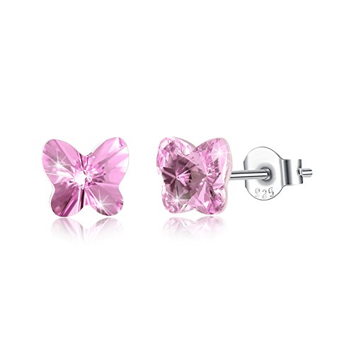 Lekani Mujer plata de ley 925 plata de ley Pink Crystal
