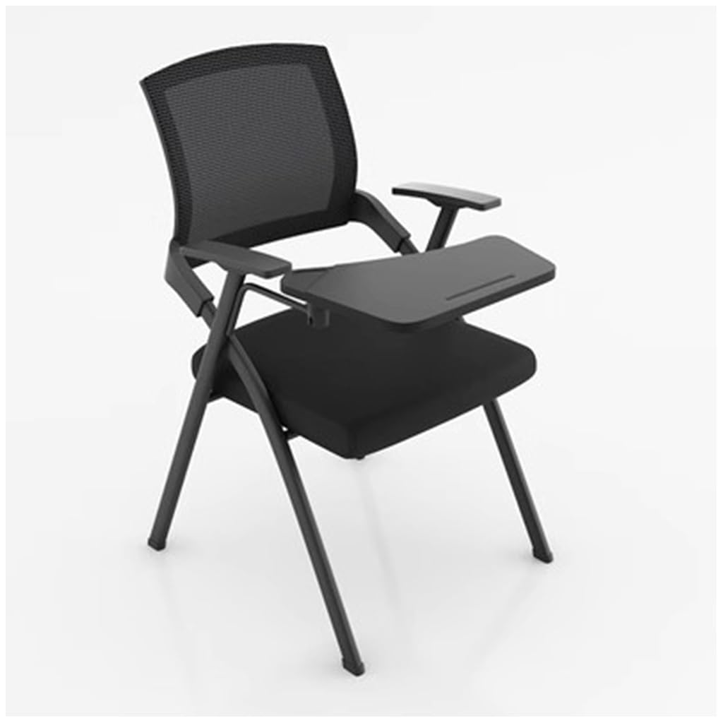 METTEOR Folding Accent Chair - Space-Saving Office & Conference Desk Chair with Wide Seat table for Meetings & Training Rooms Versatile & Slish Design (Schwarz Mit Pad)