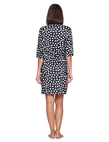 Casual Nights Women's Sleepwear 2 Piece Rayon Chemise Nightgown And Kimono Robe Set, Black Hearts, L #TOP2