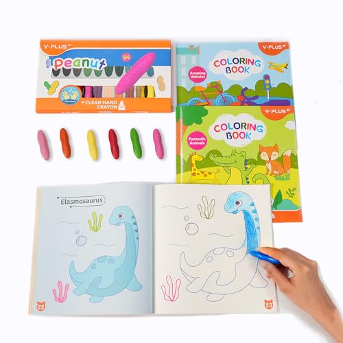 Yplus Juego De Libros Para Pintar Con Ceras De Colores De Maní Niños, 24 Colores De Crayones Lavables, 3 Libros Para Dibujar Con Temas Diferent Yplus Juego De Libros Para Pintar Con Ceras De Colores De Maní Niños, 24 Colores De Crayones Lavables, 3 Libros Para Dibujar Con Temas Diferent