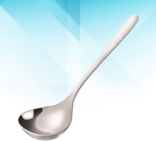 Miniatura 5 de HEMOTON Cuchara de sopa de acero inoxidable para ramen coreano, cuchara para servir, cucharón, cuchara para pizza, cuchara, cucharaditas, utensilios
