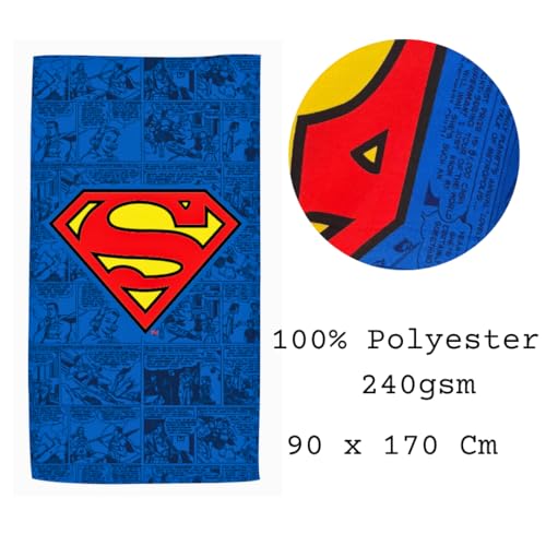 ARDITEX, Superman Strandtuch, Fanartikel, Strandtuch Kind, Mikrofaser Handtuch, Groß, 170 x 90 cm, Für Pool, Dusche, Bad, Liegestuhl, 240 g/m², 100% Polyester