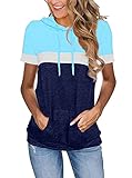 Womens Summer Tops 2024 Hoodies for Women Shirts Casual Short Sleeve Teen Girl Clothes Fashion Blouses Trendy Tunics Camisas de Mujer Light Sky Blue X-Large