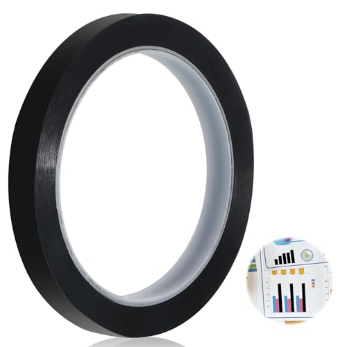 Klebeband Schwarz 50mX12mm Whiteboard Klebeband Selbstklebendes Band Whiteboard Markierungsband Raster Gridding Kennzeichnen Schwarzes Grafikband Künstler-Klebebands Dünnes Linienband für Zuhause
