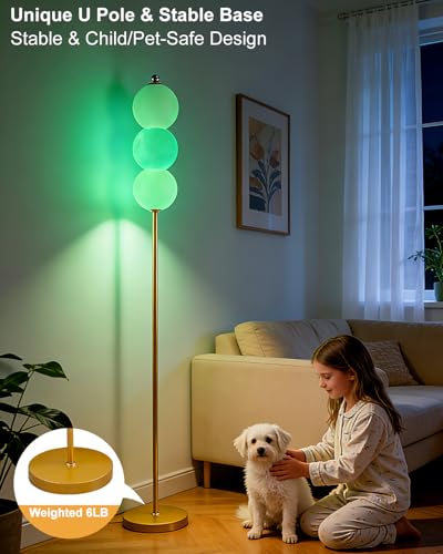 Image of Lightdot RGB Floor Lamp with Touch Control, Dimmable Globe Modern Standing Lamp, RGB&3000K Color Changing LED Floor Lamp Ambient Lighting, Blue Tall Lamp for Living Room Bedroom Gaming Corner Decor
