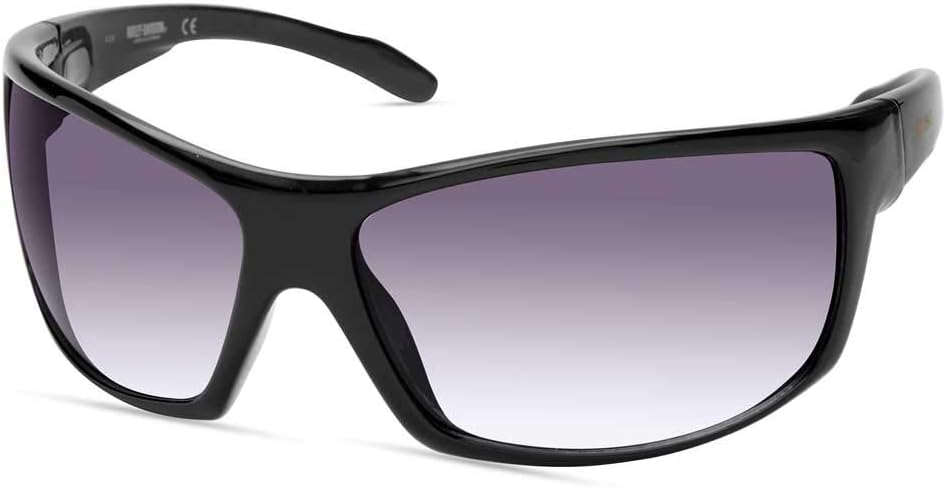 Harley-Davidson Men's Large Sport Sunglasses, Shiny Black Frame & Smoke Lenses
