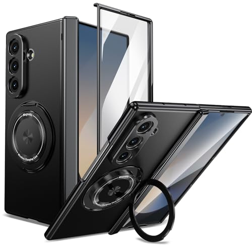For Galaxy Z Fold 6 �p �P�[�X �����O�z���_�[ MagSafe�Ή� ��]���}�O�l�b�g�X�^���h �c�����Ή� �ϏՌ� ���^ �q���W�ی� �K���X�t�B�����t�� �M�����N�V�[ Z Fold 6 �J�o�[ �d�t�����t���[�� �܏�ݎ��X�^���h ���C����