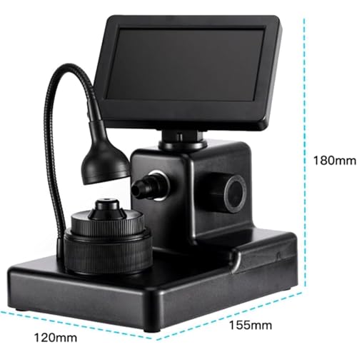 WHOOLEFUN Przeglądarka diamentowych napisów, mikroskop cyfrowy 50-1000x, regulacja ostrości 10-40 mm, z oświetleniem wypełniającym LED, do testowania diamentów, oglądania pasów i identyfikacji