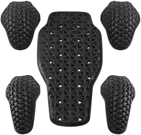 Universal Motorcycle Back Protector Insert, CE Level 2 Armor Insert Pads Set of 5pcs Level 1 Back Armor Protection Pad and Elbow and Shoulder Pads for Motorcycle Jacket, Black