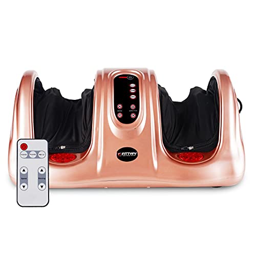 FITTYFY FFFM-40H Electric Massager for Foot with 4 Auto Programs & 3 Custom Massage Modes | Heating & Kneading Function| Auto Shut Off, (Black/Rose Gold)