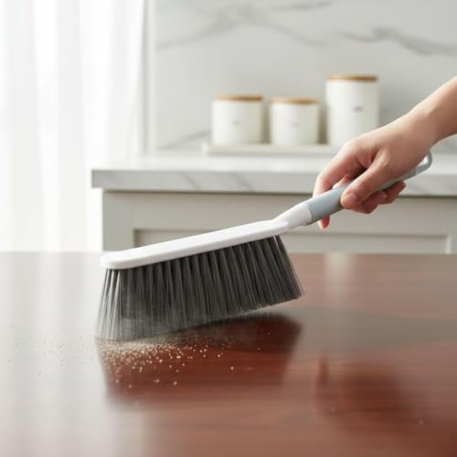 Image of Plastic Dust Removal Brush | Microfibre Bristles | All Purpose Dusting Brush | Semi Hard Long Bristle for Carpet, Keyboard, Home, Hotel and Household (White)