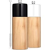 MuuWooden Wooden Salt and Pepper Grinder Set, Refillable Pepper Mill Wood Salt and Peppers Shakers,...