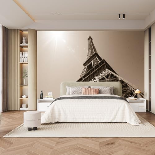 BCEOME Vintage Eiffel Tower Paris Wall Mural for Bedroom & Living Room, Romantic French Style Wallpaper, Classic Cityscape Decor for Travelers & Romance Seekers 150" W x 105" H