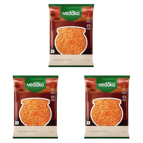 Image of Amazon Brand - Vedaka Premium Red Masoor Whole, 1kg (Pack of 3)