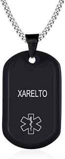 Medical Alert ID Necklace Custom Engraving Emergency Medical Alert Dog Tag Keychain Pendent Necklace for Men Women