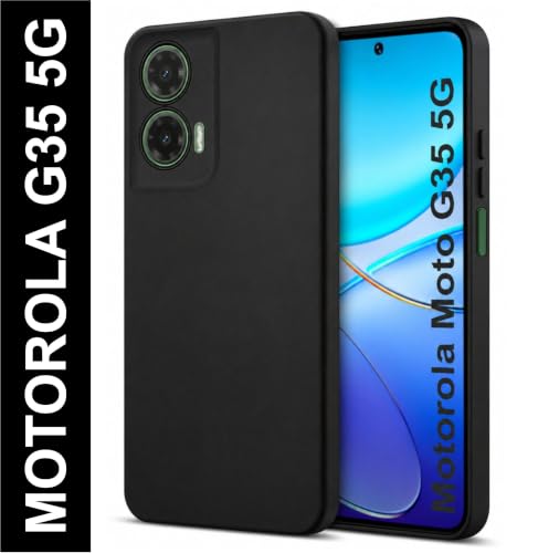 Image of SBMS Silicone Back Cover Case for Motorola Moto G35 5G | Soft Micro-Fibre Lining Inside | Camera Protection Bump | Shockproof Back Cover Case for Motorola Moto G35 5G (Black)