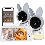 ARENTI 2K Wifi Baby Monitor 2 Cameras,Split Screen,App&Monitor Contorl,Smart,Temp&Humidity Sensor,720P 5-inch HD Display,Lullabies,Motion&Cry Detection,Two Way Audio,Remote Pan Tilt Zoom