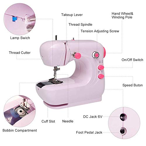 image for VARWANEO Portable Electric Sewing Machine with Foot Pedal and Double T