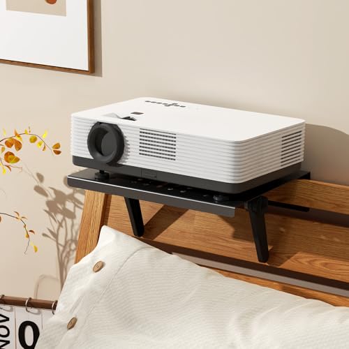 Image of No Drilling Metal Projector Mount, Adjustable Angle Projector Mount Shelf for Sofa and Bedside, Foldable for Storage,Perforated Design for Heat Dissipation,Projector Wall Mount for Living Room