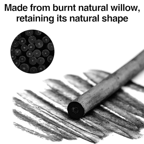 Cryptolux 25 Pcs Charcoal Pencils,Vine Charcoal,Black Artist Vine Charcoal Willow Charcoal Sticks The Art of Drawing and Painting for Artists, Beginners, and Students(4-5mm) - Thumbnail 4