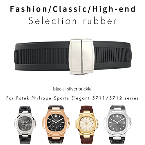 Bracelet de montre en caoutchouc silicone 25mm Patek Philippe Nautilus - 3