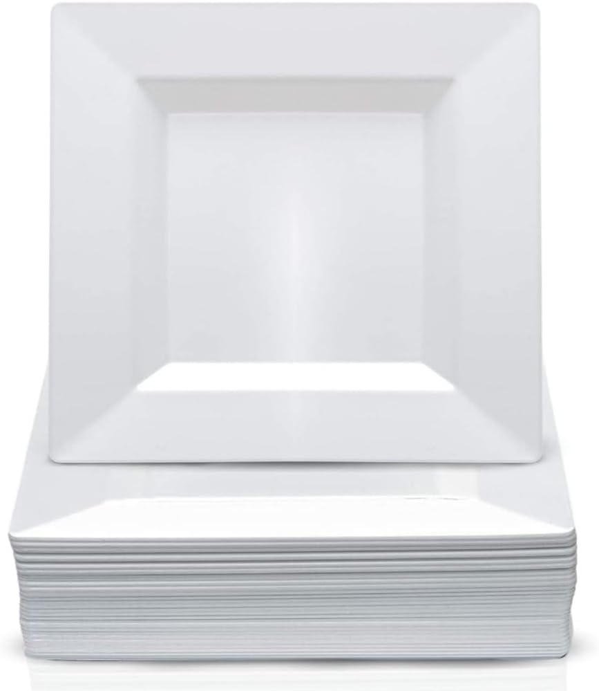 Blue Sky 10 Count Square B&B Plate, 6.5", White